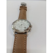 VINTAGE Mondia ανδρικό ρολόι με ασημένιο καντράν και ανοιχτό καφέ δερμάτινο Καστόρι λουράκι (VIN47 - 3-009-1)	